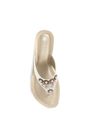 Pavers White Pavers Toe Post Wedge Sandals - Image 4 of 5