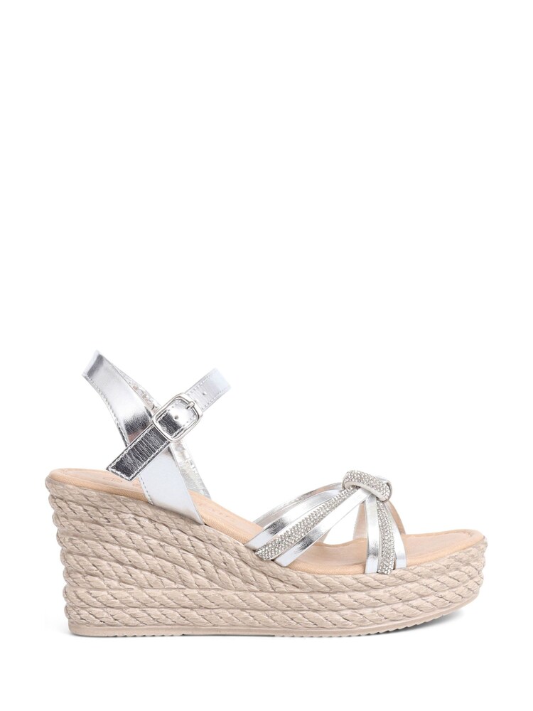 Pavers Silver Strappy Wedge Sandals - Image 1 of 5