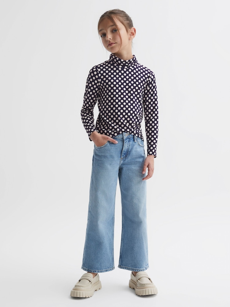 Reiss Navy/White Casey 9-14 yrs Polka Dot Roll Neck Top - Image 1 of 6 Reiss Navy/White Casey 9-14 yrs Polka Dot Roll Neck Top - Image 1 of 6