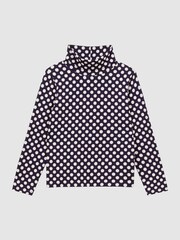 Reiss Navy/White Casey 9-14 yrs Polka Dot Roll Neck Top - Image 2 of 6