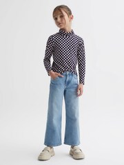 Reiss Navy/White Casey Junior Polka Dot Roll Neck Top - Image 3 of 6