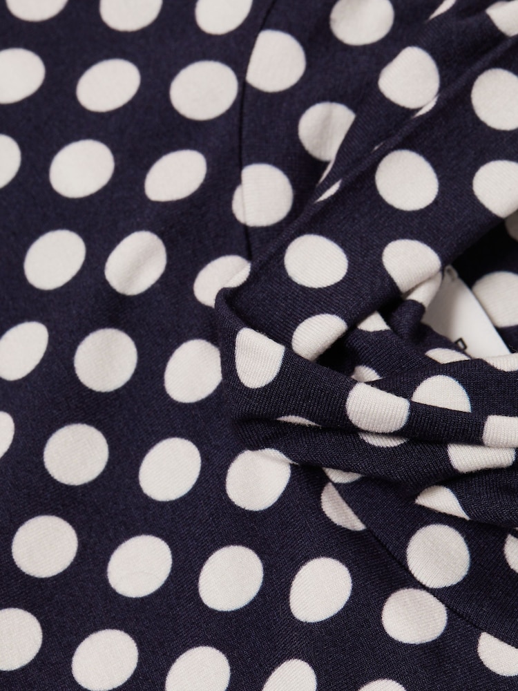 Reiss Navy/White Casey Junior Polka Dot Roll Neck Top - Image 6 of 6