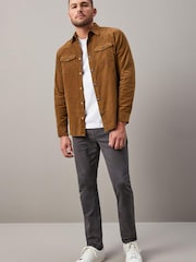 Brown Cord Twin Pocket Western Long Sleeve 100% Cotton Shirt - Image 2 of 9