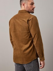Brown Cord Twin Pocket Western Long Sleeve 100% Cotton Shirt - Image 3 of 9