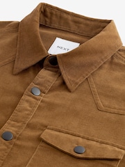 Brown Cord Twin Pocket Western Long Sleeve 100% Cotton Shirt - Image 8 of 9