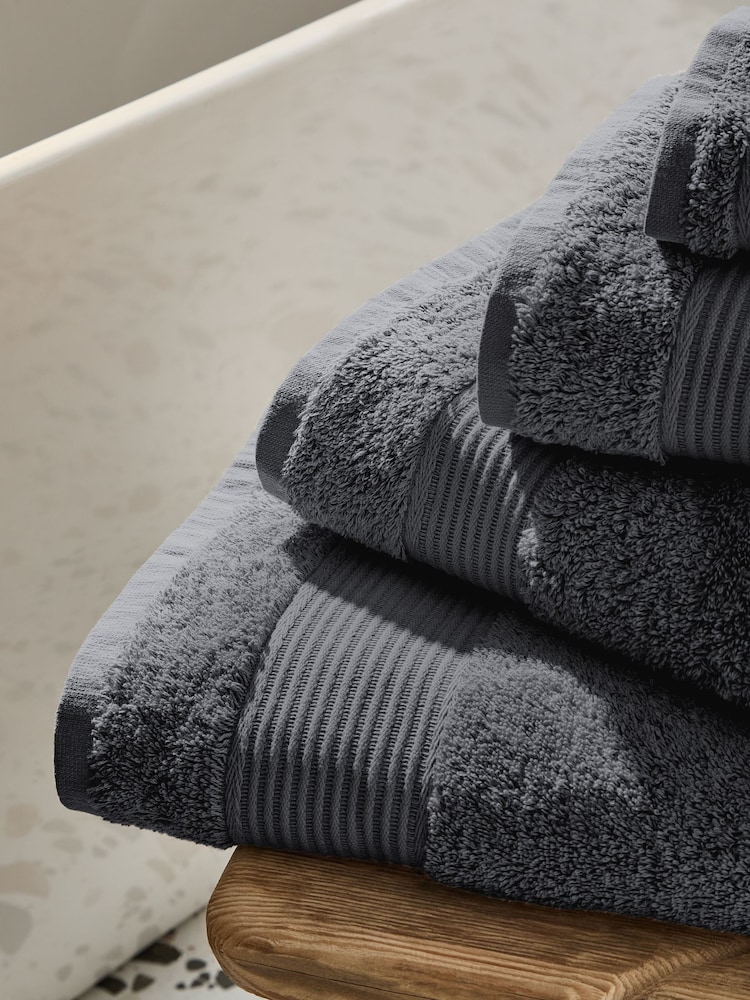 Grey Charcoal Egyptian Cotton Towel - Image 7 of 8