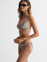 Reiss Navy/White Zana Polka Dot Self-Tie Bikini Bottoms - Image 4 of 4