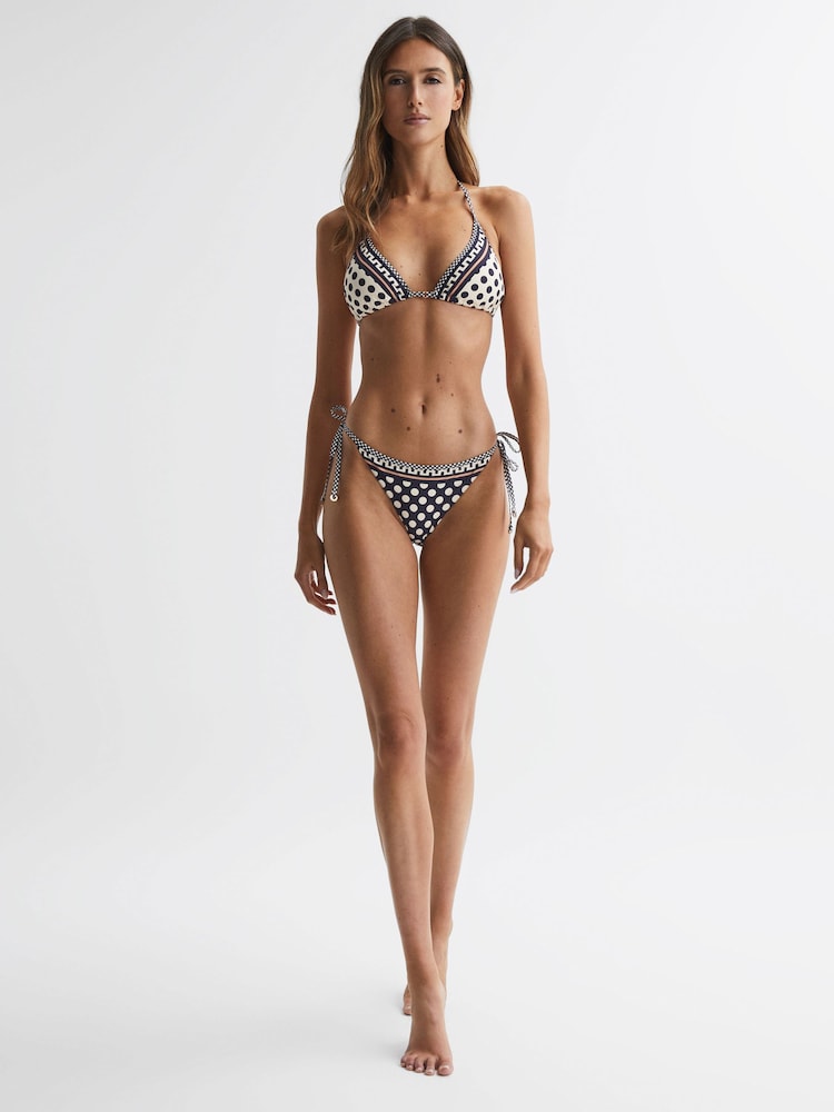 Reiss Navy/White Zana Printed Halter Neck Triangle Bikini Top - Image 1 of 5 Reiss Navy/White Zana Printed Halter Neck Triangle Bikini Top - Image 1 of 5