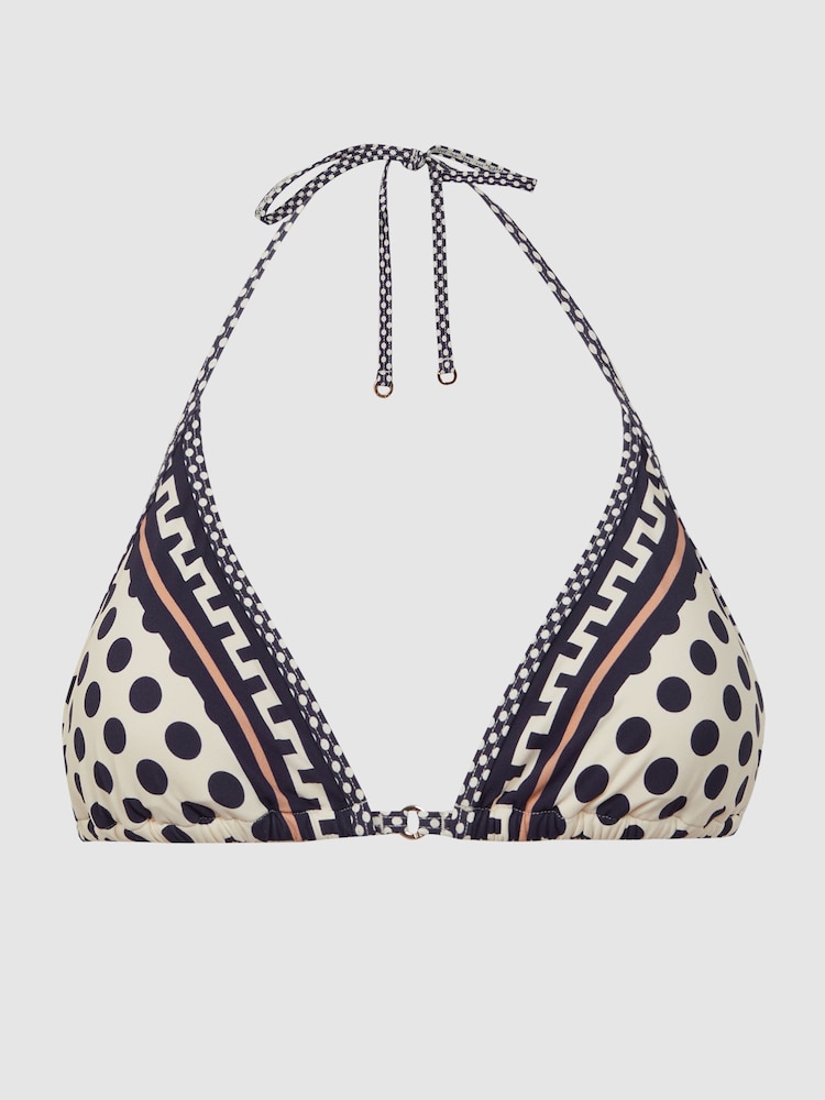 Reiss Navy/White Zana Printed Halter Neck Triangle Bikini Top - Image 2 of 5 Reiss Navy/White Zana Printed Halter Neck Triangle Bikini Top - Image 2 of 5