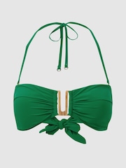 Reiss Green Carina Removable Strap Bandeau Bikini Top - Image 2 of 4