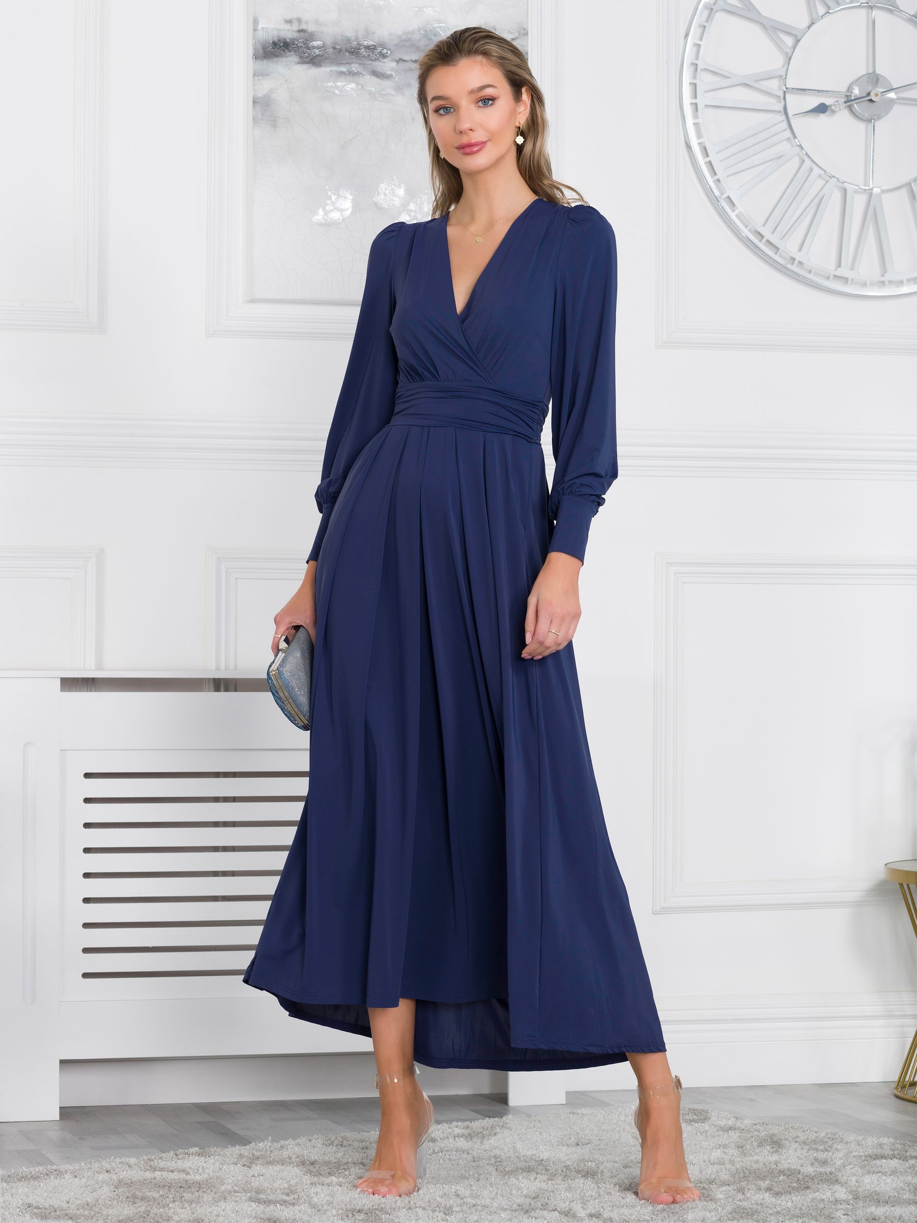 Buy Jolie Moi Navy Blue Rashelle Jersey Long Sleeve Maxi Dress from Next United Arab Emirates