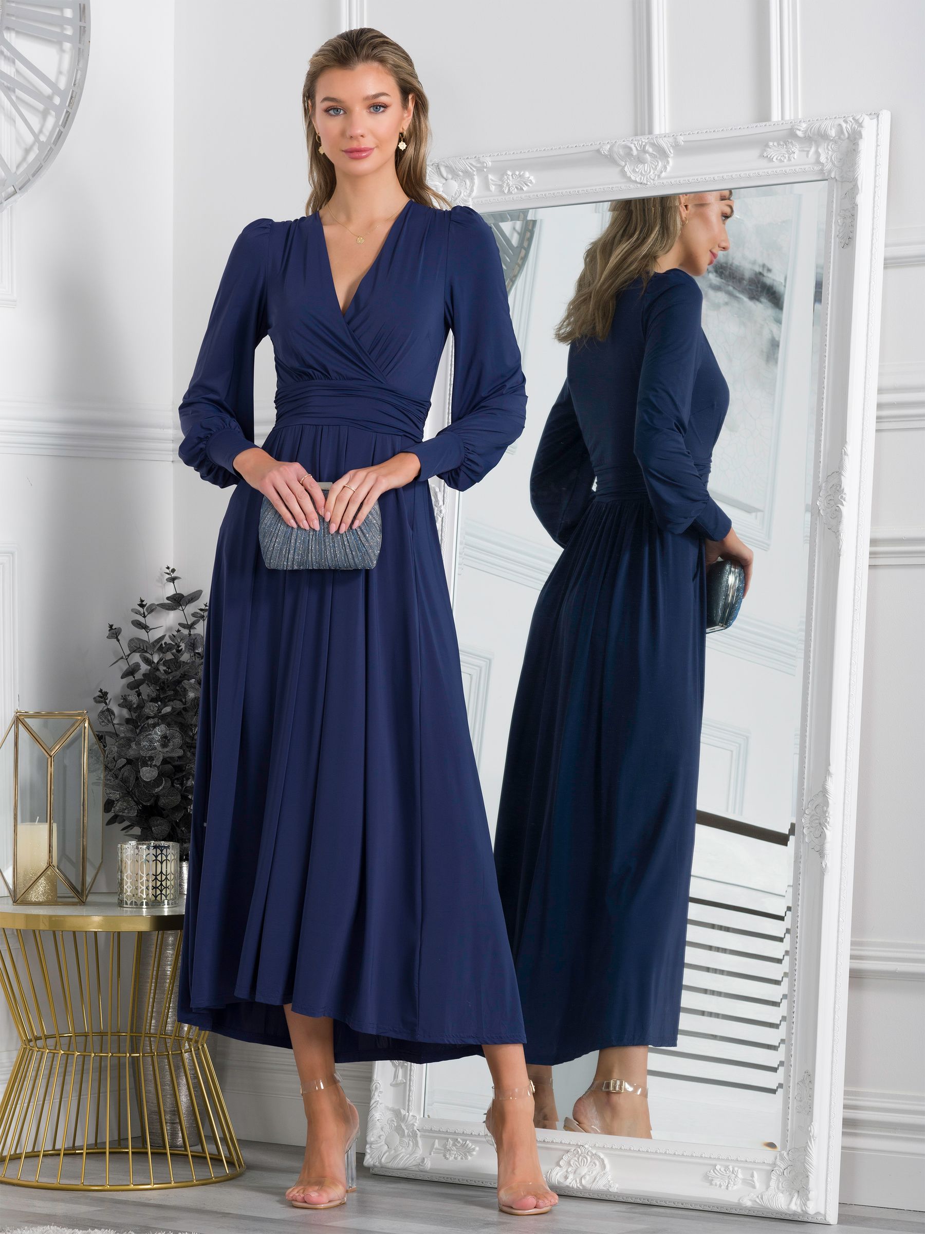 Buy Jolie Moi Navy Blue Rashelle Jersey Long Sleeve Maxi Dress from Next United Arab Emirates