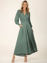 Jolie Moi Green Rashelle Jersey Long Sleeve Maxi Dress - Image 2 of 6