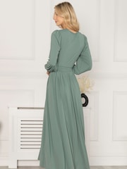 Jolie Moi Green Rashelle Jersey Long Sleeve Maxi Dress - Image 3 of 6