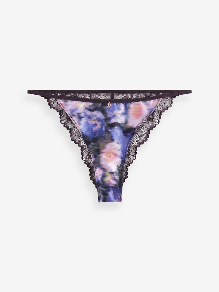 B by Ted Baker Charcoal Floral Satin Tanga Knickers - Image 7 of 7