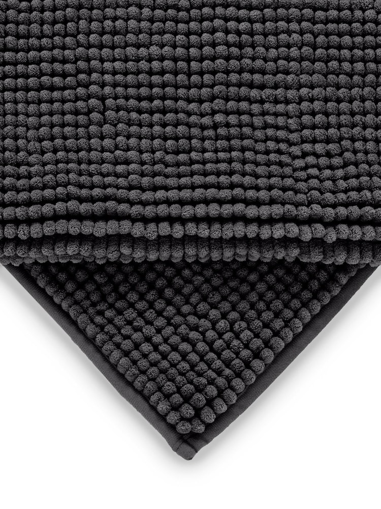 Dark Charcoal Grey Bobble Bath Mat - Image 2 of 5