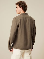 Brown Brushed 100% Cotton Twin Pocket Shacket - Image 3 of 7