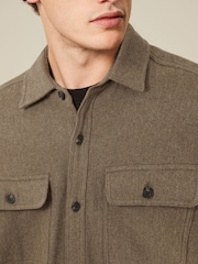 Brown Brushed 100% Cotton Twin Pocket Shacket - Image 4 of 7