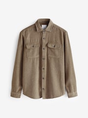 Brown Brushed 100% Cotton Twin Pocket Shacket - Image 5 of 7