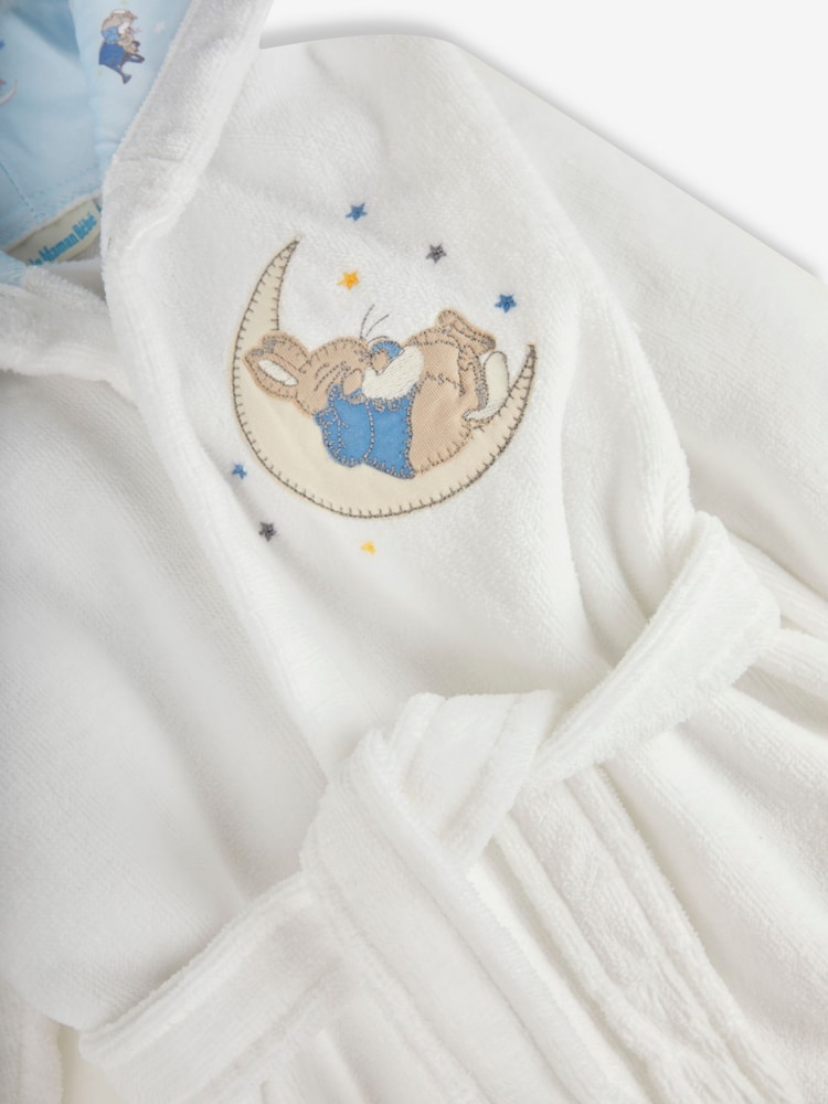 JoJo Maman Bébé White Peter Rabbit Cotton Dressing Gown - Image 4 of 5
