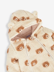 JoJo Maman Bébé Cream Bear Cosy Baby Pramsuit - Image 3 of 4