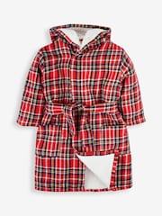 JoJo Maman Bébé Red Kids' Cosy Tartan Dressing Gown - Image 2 of 4