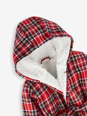 JoJo Maman Bébé Red Kids' Cosy Tartan Dressing Gown - Image 3 of 4