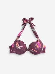 Purple Leaf Padded Shaping Wired Halter Bikini Top - Image 2 of 4