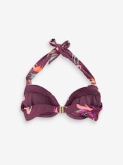 Purple Leaf Padded Shaping Wired Halter Bikini Top - Image 3 of 4