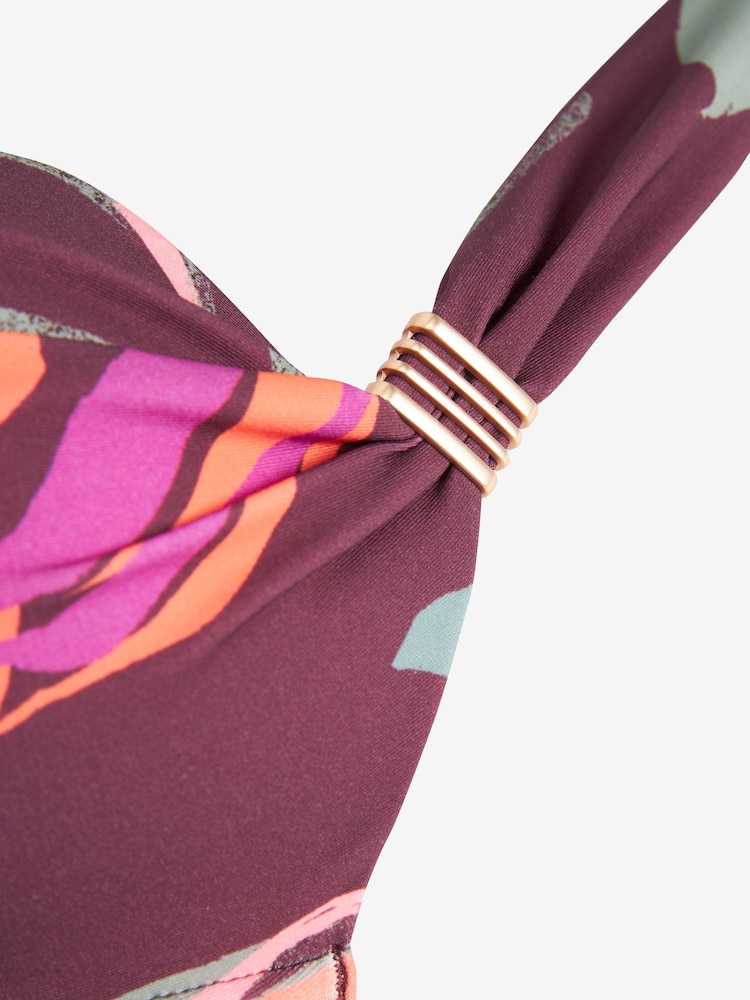 Purple Leaf Padded Shaping Wired Halter Bikini Top - Image 4 of 4