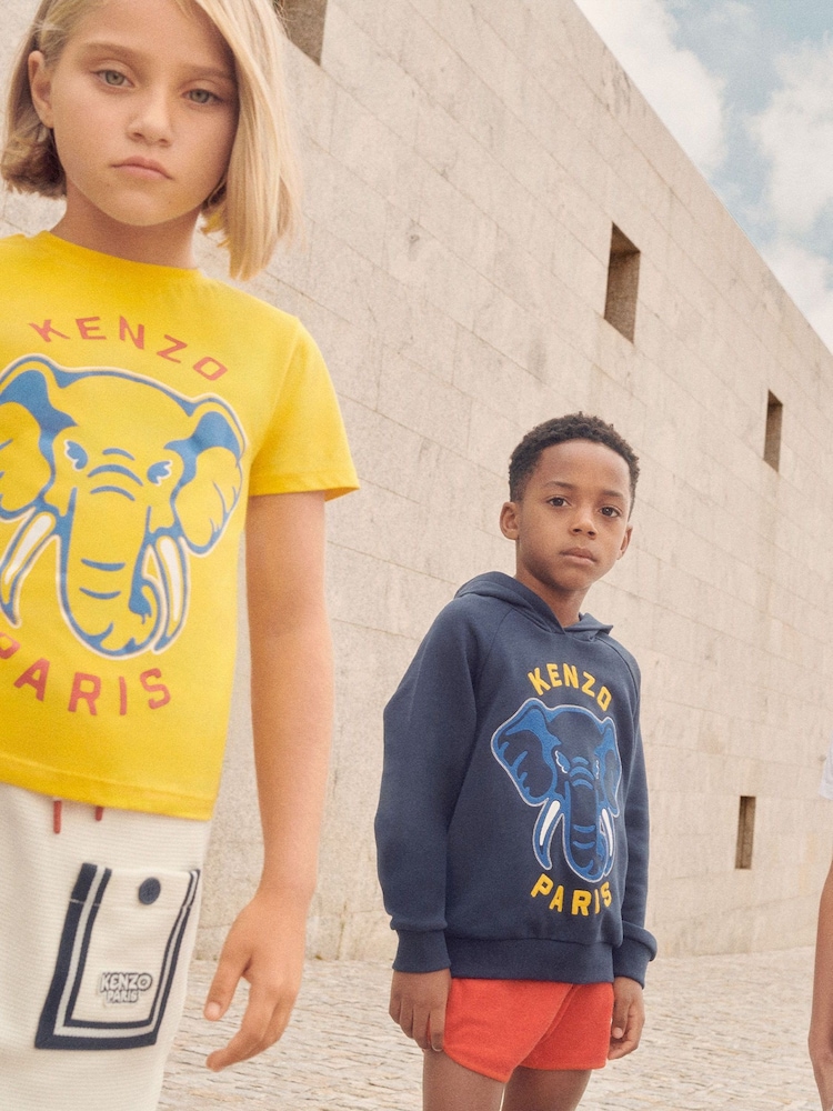 KENZO KIDS Yellow Elephant Print Logo 100% Cotton T-Shirt - Image 2 of 4 KENZO KIDS Yellow Elephant Print Logo 100% Cotton T-Shirt - Image 2 of 4