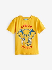 KENZO KIDS Yellow Elephant Print Logo 100% Cotton T-Shirt - Image 3 of 4