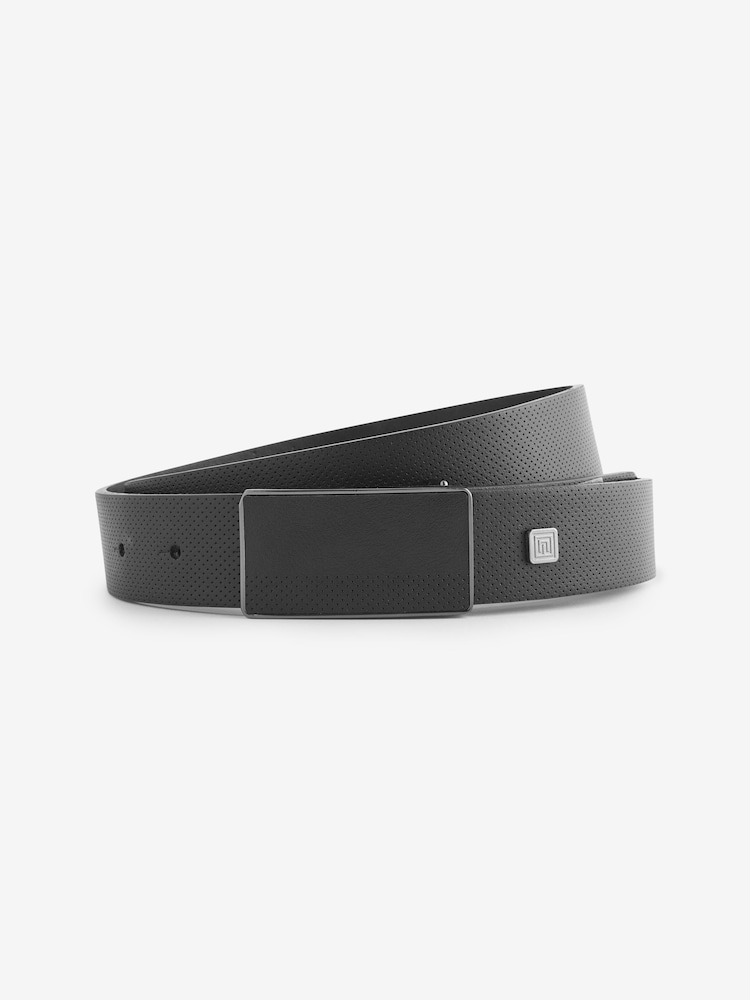 Black Perforated Plaque Belt - Image 2 of 3 Black Perforated Plaque Belt - Image 2 of 3