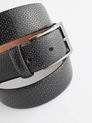 Black Textured Leather Belt - Image 4 of 5