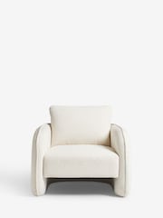 Casual Bouclé Oyster Natural Kendra Curved Accent Chair - Image 2 of 8