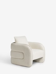 Casual Bouclé Oyster Natural Kendra Curved Accent Chair - Image 3 of 8