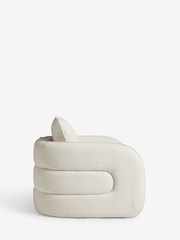 Casual Bouclé Oyster Natural Kendra Curved Accent Chair - Image 4 of 8