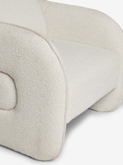 Casual Bouclé Oyster Natural Kendra Curved Accent Chair - Image 6 of 8