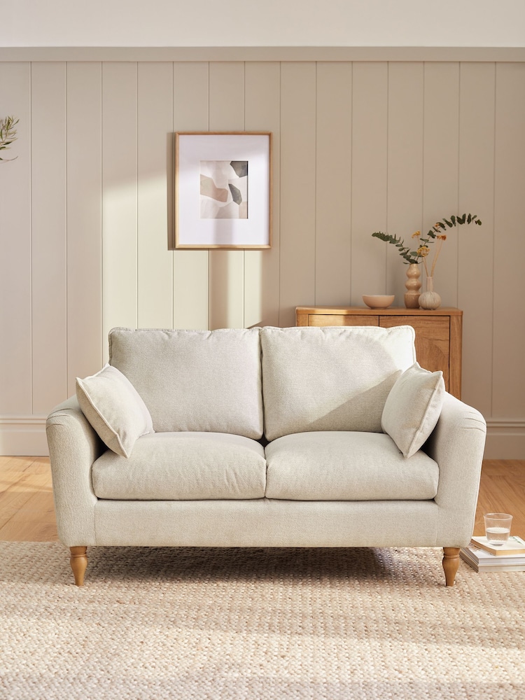 Tailored Chenille Oyster Natural Emory Compact 2 Seater Sofa in a Box - Image 1 of 8