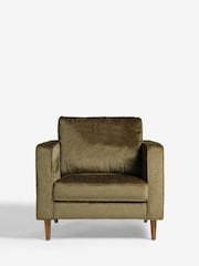 Plush Chenille Moss Green Houghton Slim Arm Chair - Image 2 of 9