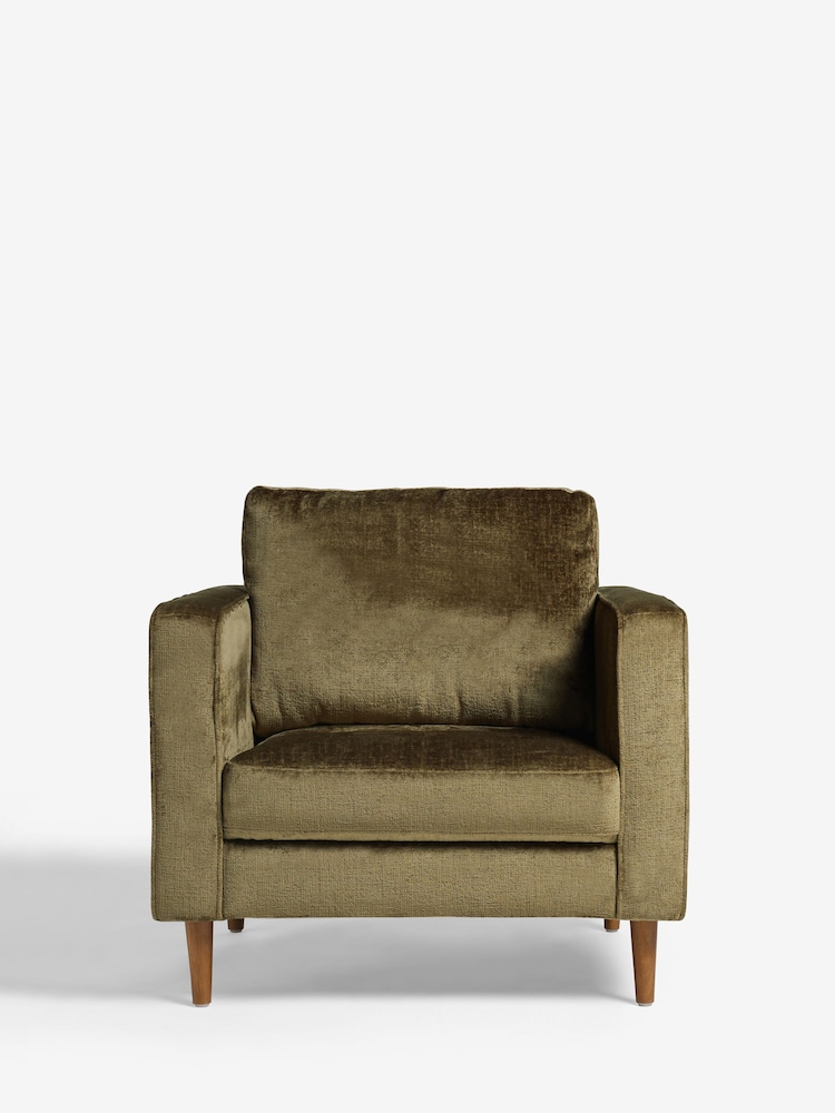 Plush Chenille Moss Green Houghton Slim Arm Chair - Image 2 of 9