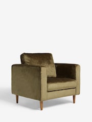 Plush Chenille Moss Green Houghton Slim Arm Chair - Image 3 of 9