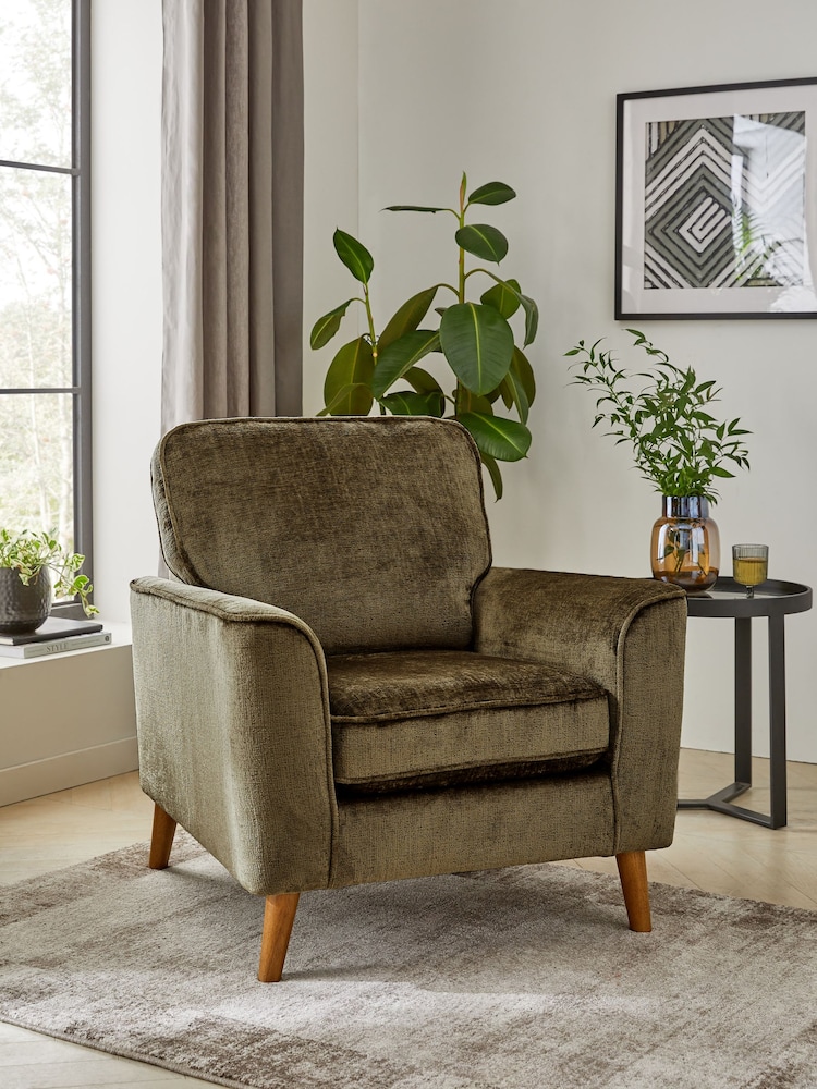 Plush Chenille Moss Green Stamford Armchair - Image 1 of 9