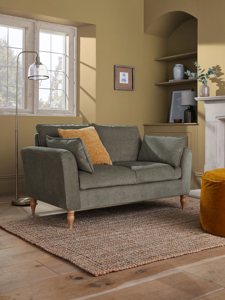 Fine Chenille Dark Sage Green Emory Compact 2 Seater Sofa in a Box - Image 1 of 7