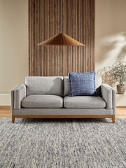Chunky Weave Dove Grey Bennett Wooden 3 Seater Sofa - Image 1 of 9