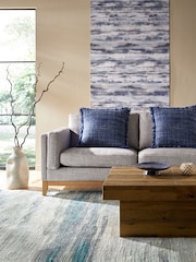 Chunky Weave Dove Grey Bennett Wooden 3 Seater Sofa - Image 2 of 9