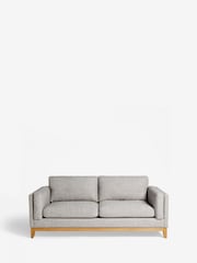 Chunky Weave Dove Grey Bennett Wooden 3 Seater Sofa - Image 3 of 9