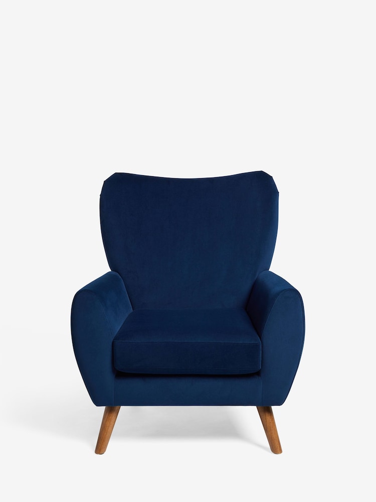 Soft Velvet Navy Blue Wilson II Highback Grande Armchair - Image 2 of 10