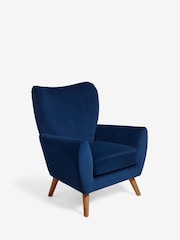 Soft Velvet Navy Blue Wilson II Highback Grande Armchair - Image 6 of 10