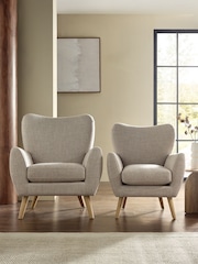 Chunky Stripe Geo Grey Wilson Highback Large Armchair - Image 11 of 12